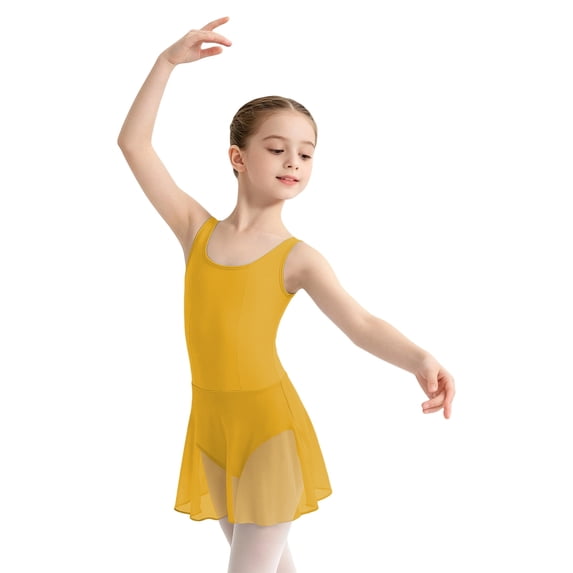 Weebloom Girls Gymnastics Leotard Ballet Dance Leotard With Tutu Skirt Strap Backless Romper For Practice Performance Outfit 13-14 Years