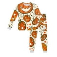 thumbnail image 1 of Weebloom Girls Halloween Loungewear Kids Long Sleeve Print Children Cozy Outfit Nigthwear 4-5 Years Orange, 1 of 5