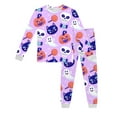 thumbnail image 1 of Weebloom Girls Halloween Pajamas Kids Long Sleeve Print Children Cozy Outfit Pyjamas 3-4 Years Purple, 1 of 6