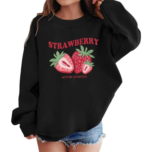 Weebloom Girls Hoodie Graphic Prints Sweatshirt Crewneck Long Sleeve Drop Shoulder Pullover Tops Fashion Vacation Outwear,4-5 Years