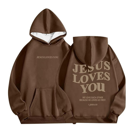 Weebloom Girls Hoodies Jesus Boys Girl Casual Loose Cute Print Long Sleeve Hoodie Sport Dailywear Brown 9-10 Years