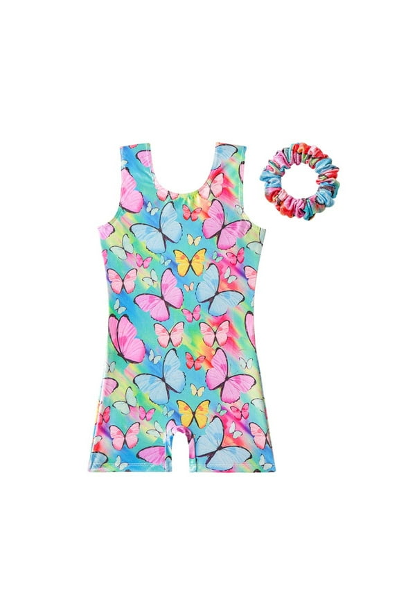 Girls Leotard Gymnastics Outfit Kids Toddler Baby Print Spring Summer Sleeveless Romper Dance Performance Jumpsuit Exercise Clothes Purple 2-3 Years