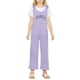 thumbnail image 1 of Weebloom Girls Overalls Outdoor Casual School With Round Neck Design Ages 5-14 Comfortable and Stylish With Pockets Girls Jumpsuit Purple 13-14 Years, 1 of 7