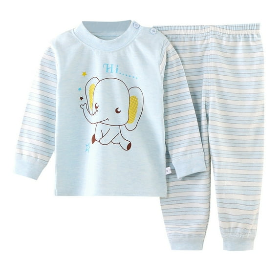 Weebloom Girls Pajama Set Long Suit Boys Soft Comfortable Autumn Winter Spring Leisure Home Pajamas Loungewear Pjs Nightwear Light Blue 4-5 Years