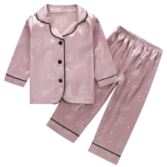 Weebloom Girls Pajamas Boys Comfortable Cartoon Print Outfit Kids Soft Two Piece Jammies Pj'S Sleepwear Light Purple 2-3 Years