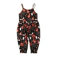 thumbnail image 1 of Weebloom Girls Romper Halloween Outfits Cartoon Strap Kids Baby Pumpkin Jumpsuit Cute Onesie,Black, 1 of 4