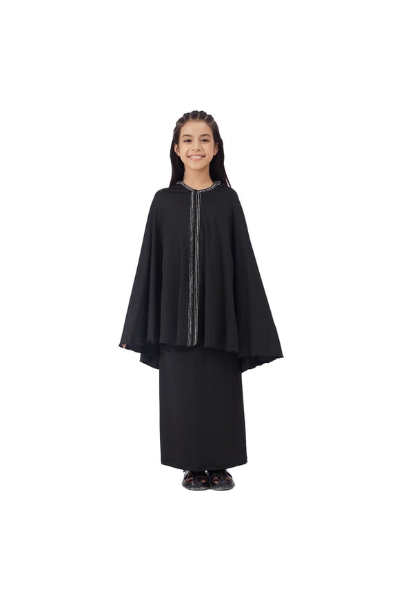 Weebloom Girls Spring Outfits Elegant Dress With Floral Embroidery Matching Celebrations Clothes Set Black 2-3 Years