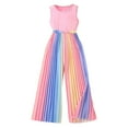 thumbnail image 1 of Weebloom Girls Spring Outfits Summer Outfit Pure Color Tank Top With Rainbow Gradient Loose Pants Outdoor Activities Age 7 12 Clothes Set Pink 9-10 Years, 1 of 7