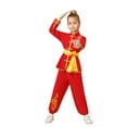 thumbnail image 1 of Weebloom Girls Spring Outfits Tracksuits Children Unisex Long Sleeve Shirt With Trousers Satin Suit Arts Clothing Sets Clothes Set Red 11-12 Years, 1 of 3