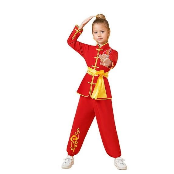 Weebloom Girls Spring Outfits Tracksuits Children Unisex Long Sleeve Shirt With Trousers Satin Suit Arts Clothing Sets Clothes Set Red 11-12 Years