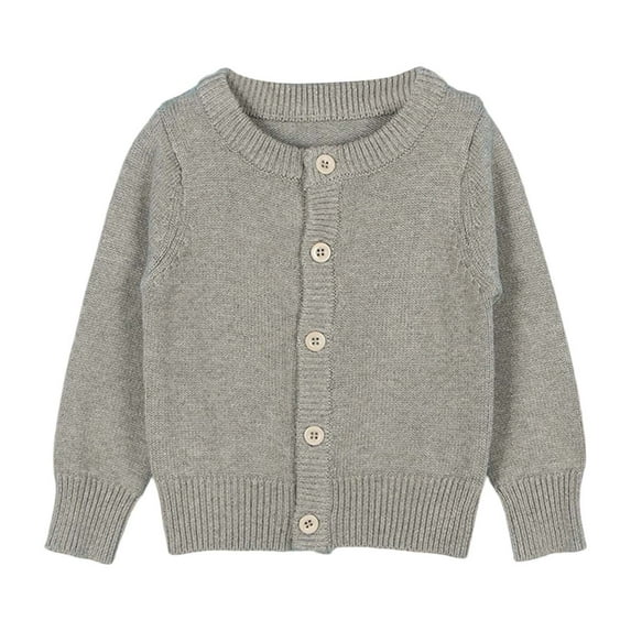 Weebloom Girls Sweaters Baby Kids Cardigan Long Sleeve Kid Button Girl Crew Neck Cardigans Sweater 3-4 Years Grey