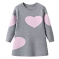 thumbnail image 1 of Weebloom Girls Sweaters Stylish Kids Heart Pattern Knit Dress Suitable Daily Wear Casual Outings Cozy Dress Ages 4-14 Sweater 11-14 Years Grey, 1 of 4