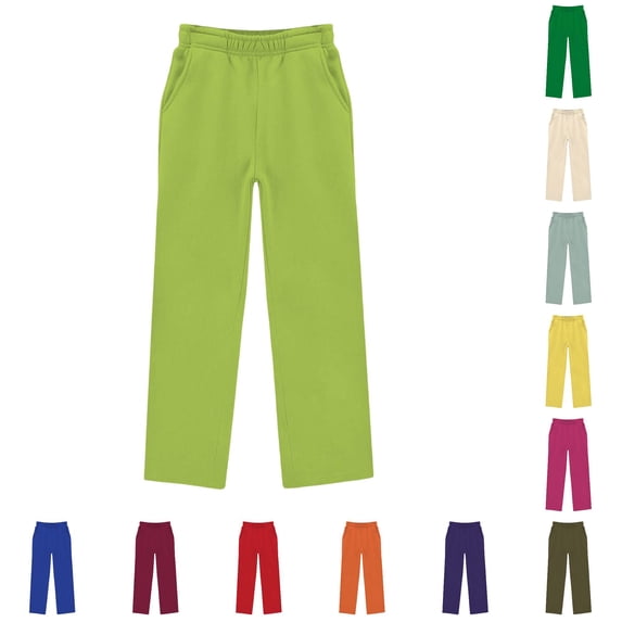 Weebloom Girls Wide Leg Pants Kids Stretch Soft Casual Pants With Elastic Waist Trousers Light Green 9-10 Years