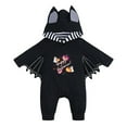 thumbnail image 1 of Weebloom Halloween Baby Boys Romper Jumpsuit Cute Bat Long Sleeve Soft Elastic Infant Clothing 0-24 Months Outfit With Floor Socks 0-3 Months Black, 1 of 2