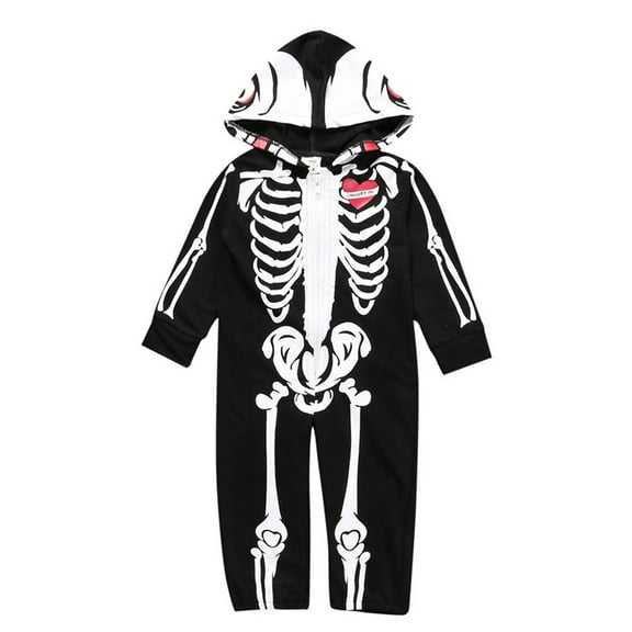Weebloom Halloween Baby Boys Rompers Toddler Outfits Jumpsuit Skeleton Hooded Romper Jumpsuit Outwear,18-24 Months
