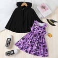 thumbnail image 1 of Weebloom Halloween Baby Girl Outfit Toddler Girls Hooded Tops Pumpkin Bat Dress Two Piece Outfits Set Kids Clothes Black 5-6 Years, 1 of 9