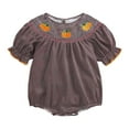 thumbnail image 1 of Weebloom Halloween Baby Rompers Girl Bodysuits Casual Short Sleeve Top With Pumpkin Embroidery Collar Kids Jumpsuits Dailywear,1-2 Years, 1 of 8
