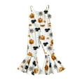 thumbnail image 1 of Weebloom Halloween Baby Rompers Girl Kids Ribbed Jumpsuit Pants 2 Colors Pumpkin Sleeveless Strap Flare Pants Bell Bottom Playsuit Dailywear,18-24 Months, 1 of 5