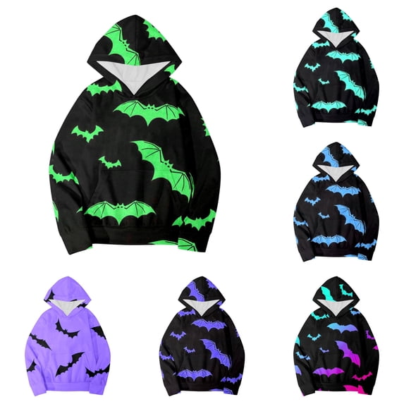 Weebloom Halloween Boys Girls Hoodie For Teen Child Long Sleeve Cartoon Warm Hoodie Pullover With Pocket Tops Outfits Sweatshirts For Kids Green 10-12 Years
