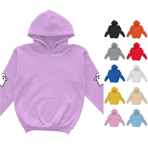 Weebloom Halloween Boys Girls Hoodies For Kids Ghost Hoodie Long Sleeve Loose Fit Pullover With Pocket Sweatshirt Cute Casual Outerwear Fall Winter Purple 5-6 Years