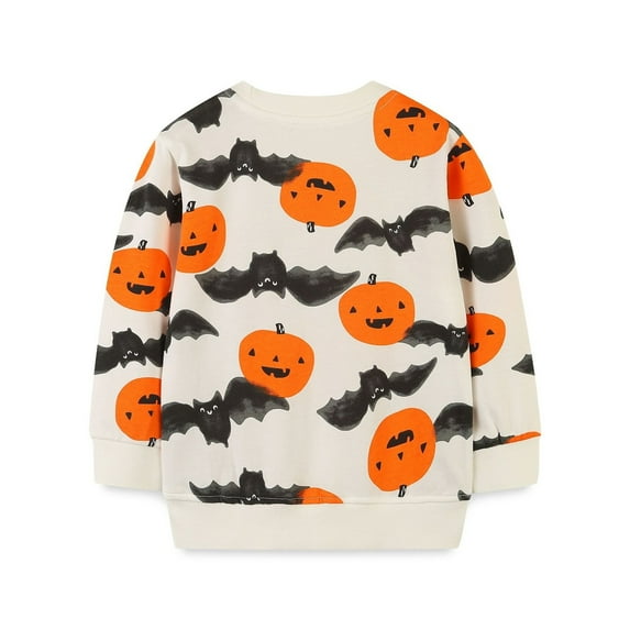 Weebloom Halloween Boys Sweatshirts Hoodies Fall Girls Kids Kids Fashion Pumpkin Print Crew Neck Pullover Lovely 7-8 Years Orange