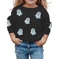 thumbnail image 1 of Weebloom Halloween Crew Neck Sweatshirts Kids Cute Ghost Graphic Pullover Fall Winter Season Tops Boy Girl Party Sweatshirt Black, 1 of 5