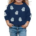 thumbnail image 1 of Weebloom Halloween Crew Neck Sweatshirts Cute Ghost Graphic Pullover Fall Winter Season Tops Boy Girl Party Sweatshirt Navy, 1 of 5