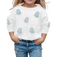 thumbnail image 1 of Weebloom Halloween Crewneck Sweatshirts Kids Cute Ghost Graphic Pullover Fall Winter Season Tops Boy Girl Party Sweatshirt White, 1 of 5