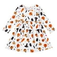 thumbnail image 1 of Weebloom Halloween Dresses For Toddler Girls Pumpkin Dress Up Stage Performance Long Sleeve A Line Party Outfit Clothes Girls Dress Orange 4-5 Years, 1 of 8