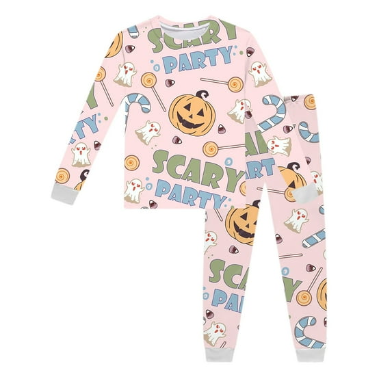 Weebloom Halloween Girl Pajamas Kids Long Sleeve Print Children Cozy Outfit Pjs 8-9 Years Orange