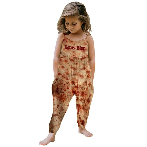 Weebloom Halloween Girl Romper Stylish Pumpkin Prints Sleeveless Outfits Parties Stylish Overalls,Red