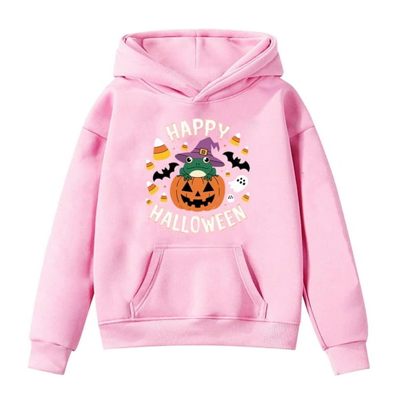 Weebloom Halloween Hoodies For Boys Girls Winter Hooded Sweatshirt With Pumpkin Print Warm Fleece Pullover Cozy Kids Ages 4-14 Hoodie 4-5 Years