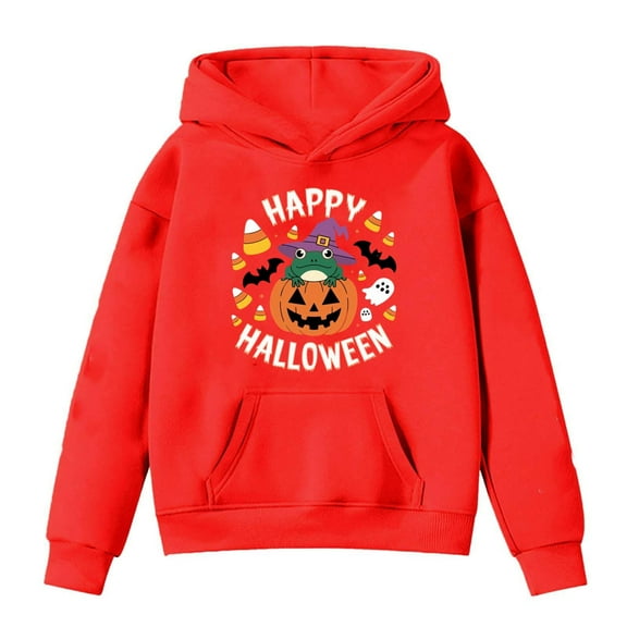 Weebloom Halloween Hoodies For Teen Girls Boys Winter Hooded Sweatshirt With Pumpkin Print Warm Fleece Pullover Cozy Kids Ages 4-14 Hoodie 4-5 Years