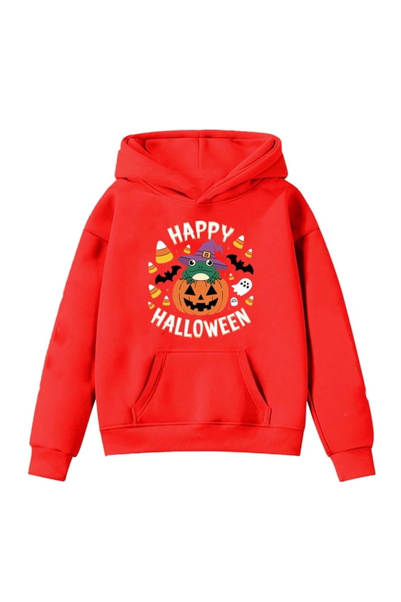 Halloween Hoodies For Teen Girls Boys Winter Hooded Sweatshirt With Pumpkin Print Warm Fleece Pullover Cozy Kids Ages 4-14 Hoodie 4-5 Years