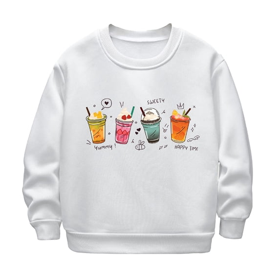 Weebloom Halloween Hoodies for Boys Girls Autumn Winter Long Sleeve Plus Pumpkin Print Casual Thick Warm Round Neck Soft 5-6 Years White