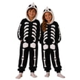 thumbnail image 1 of Weebloom Halloween Kids Hooded Onesie Pajamas Flannel Funny Skeleton Romper For Comfortable Role Play Jumpsuit Pjs Loungewear For Boys Girls Black 4-5 Years, 1 of 6