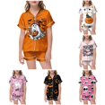 thumbnail image 1 of Weebloom Halloween Kids Pajamas Teen Girls Short Sleeve Button Down Shirt And Shorts Set With Pockets Tween Sleepwear Nightwear Pjs Loungewear Red 12-13 Years, 1 of 5