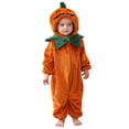 thumbnail image 1 of Weebloom Halloween Kids Pumpkin Hooded Onesie Pajamas Flannel Cartoon Animal One Piece Funny Jumpsuit Role Play Outfit Pjs Loungewear For Boys Girls Orange 12-24 Months, 1 of 5