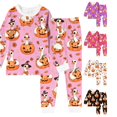 thumbnail image 1 of Weebloom Halloween Little Girl Pajamas Cute Pumpkin Boys Pajama Set Long Sleeve Sleepwear Nightwear Pjs Loungewear Pink 6Y, 1 of 4
