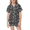 thumbnail image 1 of Weebloom Halloween Pajama Set For Toddler Girl Silk Satin Pumpkin Short Sleeve Button Up Tops And Shorts Summer Fall 2 Piece Set Pjs Sleepwear, 1 of 4