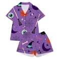 thumbnail image 1 of Weebloom Halloween Pajama Set Toddler Girl Cute Graphic Short Sleeve Button Up Shirts And Shorts Summer Fall 2 Piece Set Pjs Sleepwear, 1 of 5