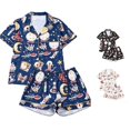 thumbnail image 1 of Weebloom Halloween Pajama Sets Women Print Short Sleeve Button Up Tops And Shorts Pajama Casual Digital Floral Comfort Fit Sleepwear Nightwear Pjs Loungewear Blue M, 1 of 5