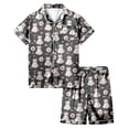 thumbnail image 1 of Weebloom Halloween Pajamas For Kids Girl Set Silk Satin Cute Graphic Short Sleeve Button Up Tops And Shorts Summer Fall 2 Piece Set Pjs Jammies, 1 of 5