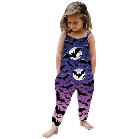 Weebloom Halloween Rompers For Girls Baby Pumpkin Prints Jumpsuit Sleeveless Outfits Clothes Leisure Onesie,Light Blue