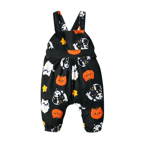 Weebloom Halloween Rompers For Girls Infant Boys Sleeveless Cartoon Prints Jumpsuit Dailywear,9-12 Months
