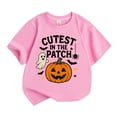 thumbnail image 1 of Weebloom Halloween Shirts For Kids Pumpkin Tops Short Sleeve T Shirt Casual Fashion Tee Comfortable Comfy Shirt,Pink, 1 of 3