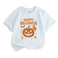 thumbnail image 1 of Weebloom Halloween Shirts For Kids T Shirt Pumpkin Print Short Sleeve Tee Tops Comfortable Casual Shirt Youth Fashion Cute Dailywear White 7-8 Years, 1 of 4