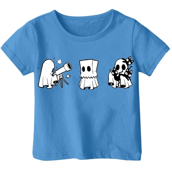Weebloom Halloween Shirts for Kids Boy Girl Children Printed T Shirt Style Short Sleeved Top for 1-13 Years Dailywear,6-7 Years