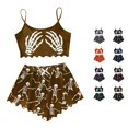 thumbnail image 1 of Weebloom Halloween Summer Pajamas For Women Set Sleeveless Vest Shorts Set Casual Print Home Wear Sleepwear Nightwear Pjs Loungewear Gold M, 1 of 5