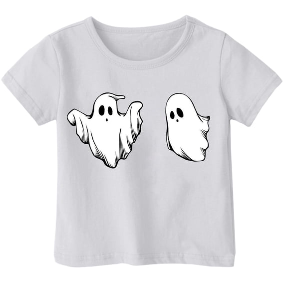 Weebloom Halloween Tee Shirts For Kids Printed T Shirt Short Sleeved Tops For 1-13 Years Old Leisure Shirt,White